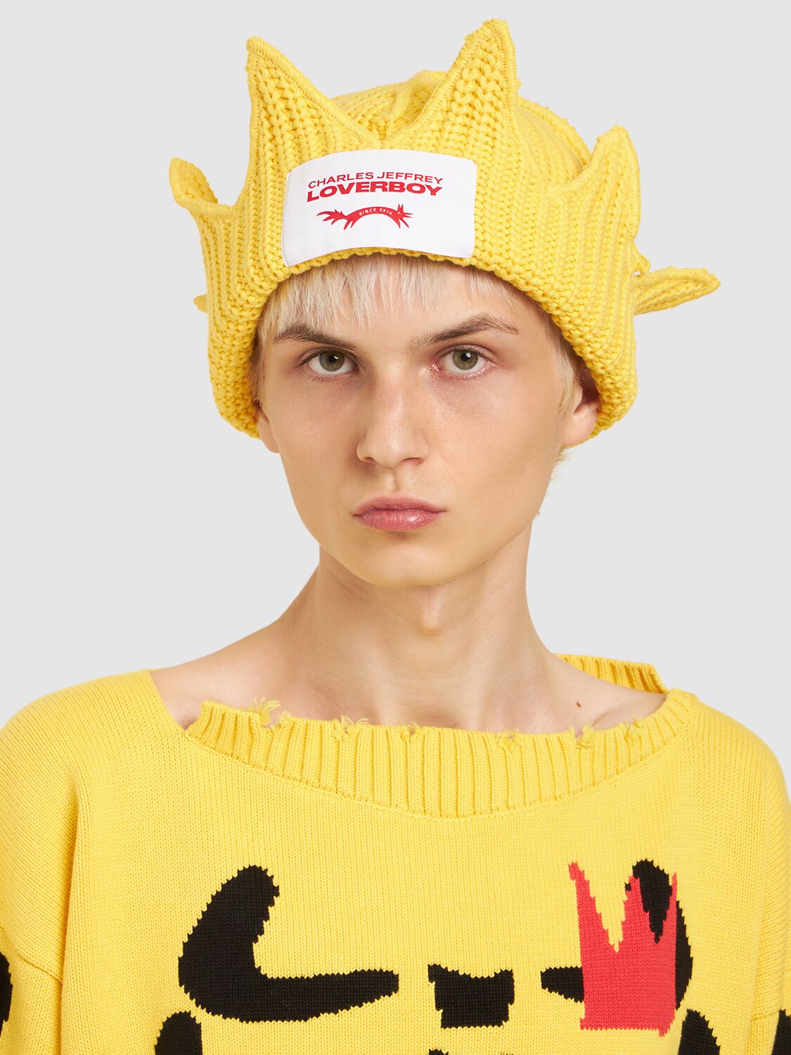 Shop Charles Jeffrey Loverboy Chunky Crown Beanie In Gold