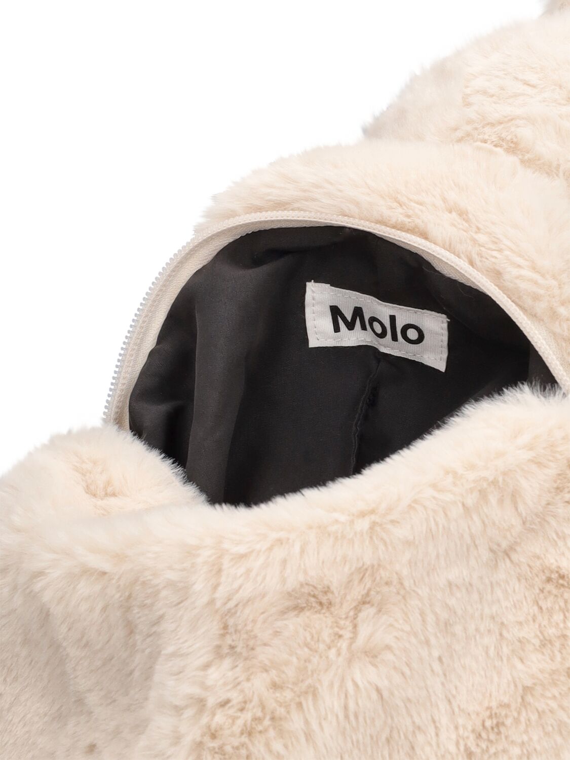 Shop Molo Bear Faux Fur Backpack In Off White