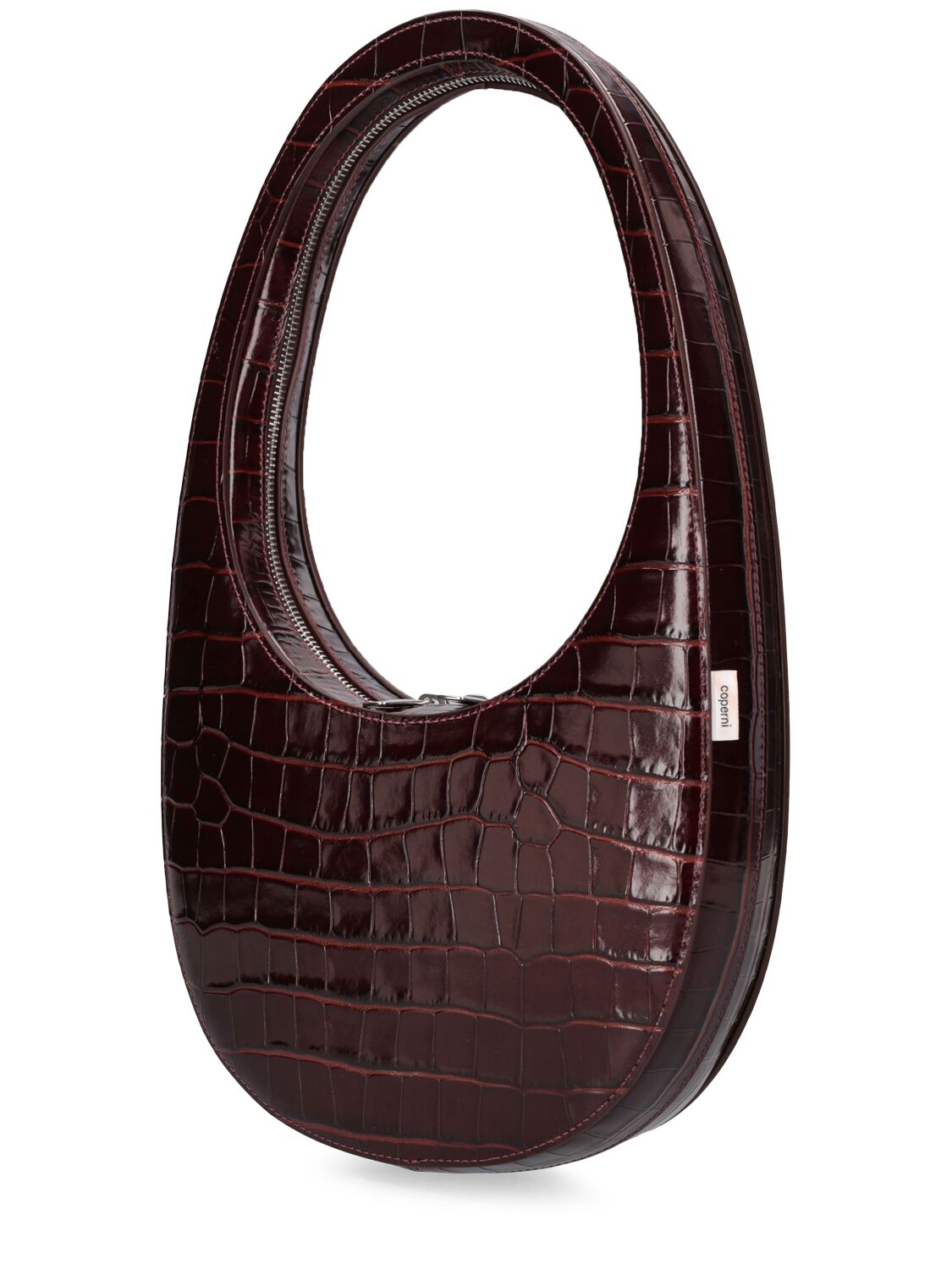 Shop Coperni Swipe Embossed Leather Shoulder Bag In Brown