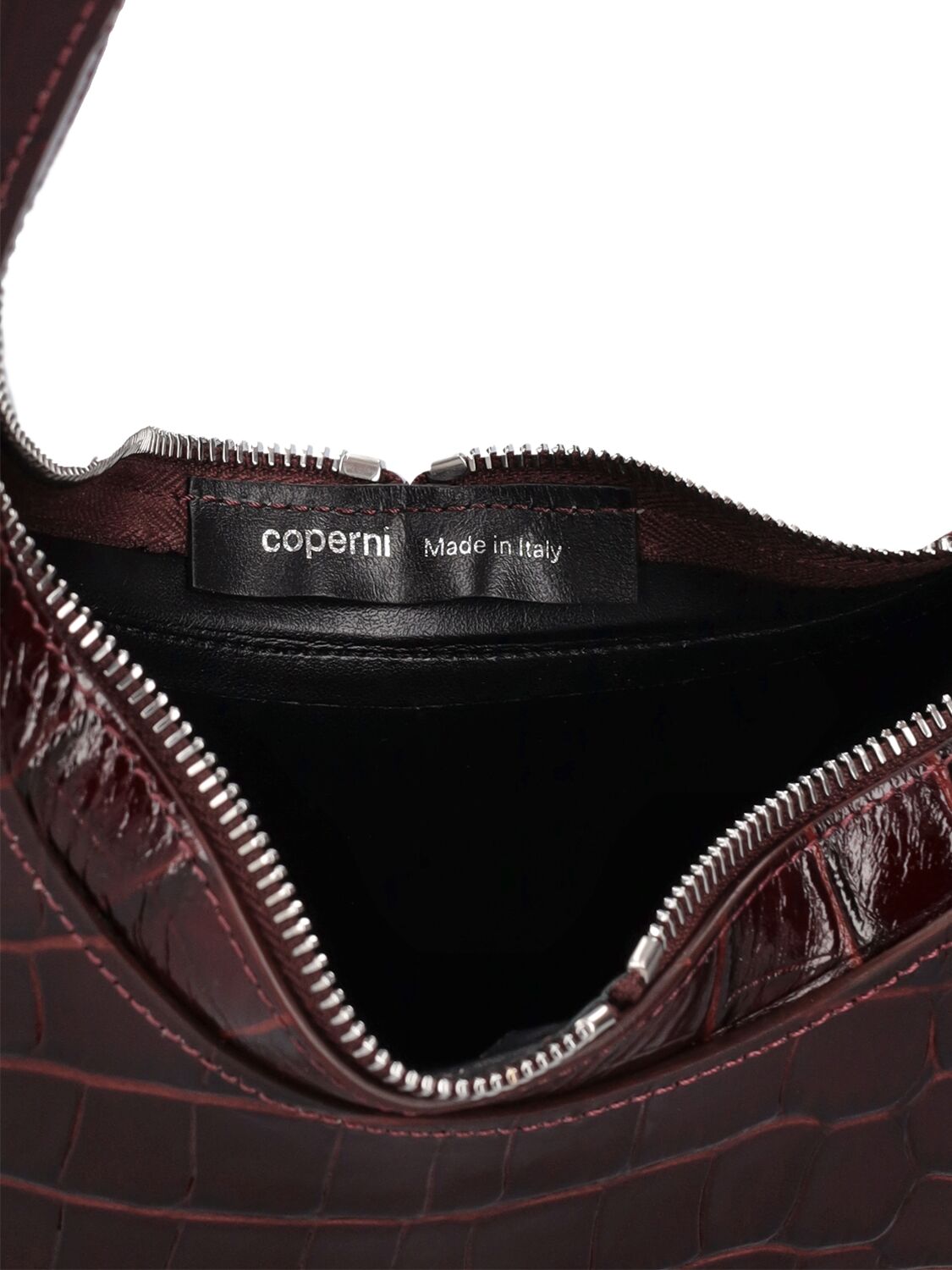 Shop Coperni Swipe Embossed Leather Shoulder Bag In Brown