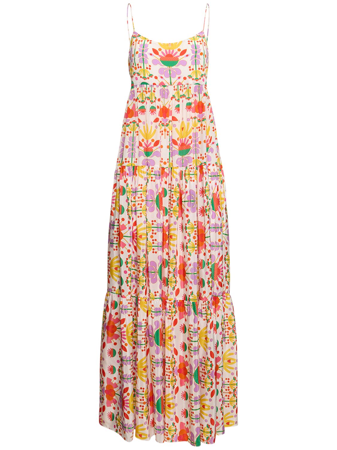 Shop Borgo De Nor Merle Printed Viscose Crepe Long Dress In Multicolor