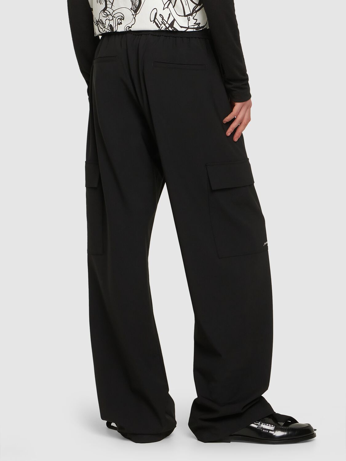 Shop Msgm Wool Blend Cargo Pants In Black