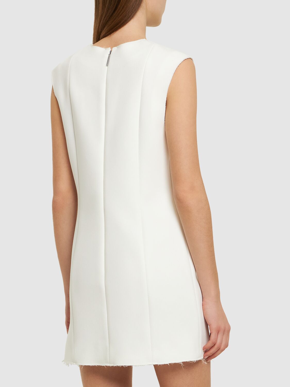 Shop Msgm Tech Mini Dress In Off White