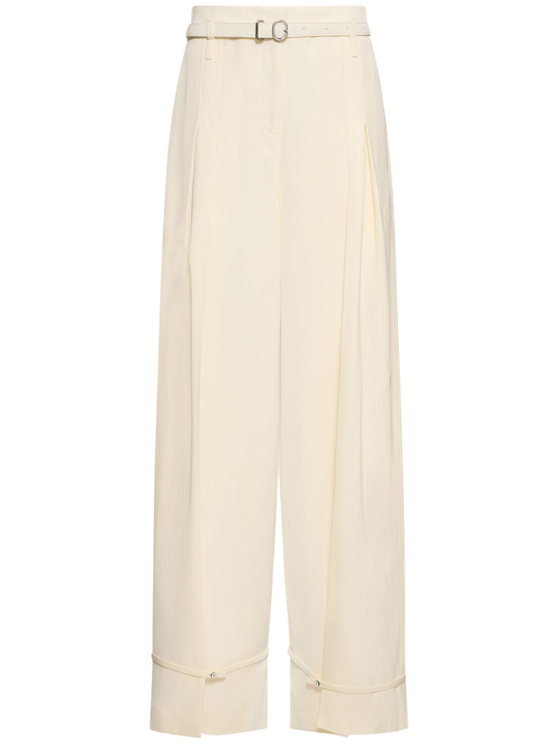 Jil Sander Viscose & Silk High Waist Trousers In Ivory