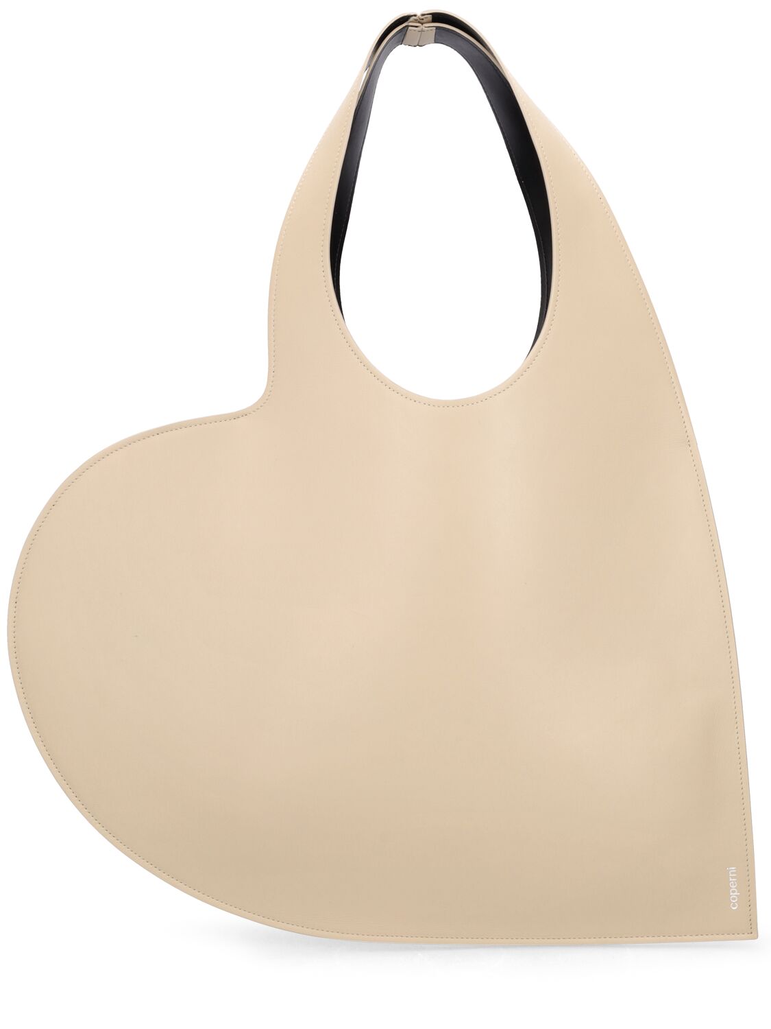 Shop Coperni Heart Leather Shoulder Bag In Sand