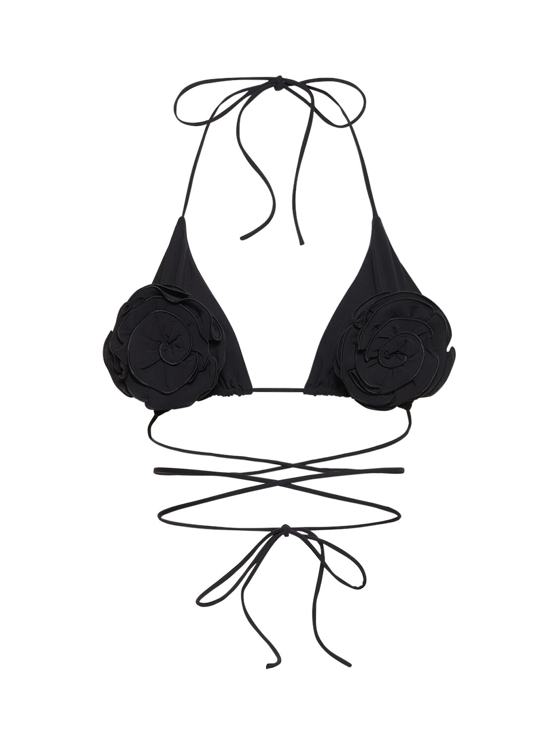 Shop Magda Butrym 3d Flower Tech Triangle Bikini Top In Black
