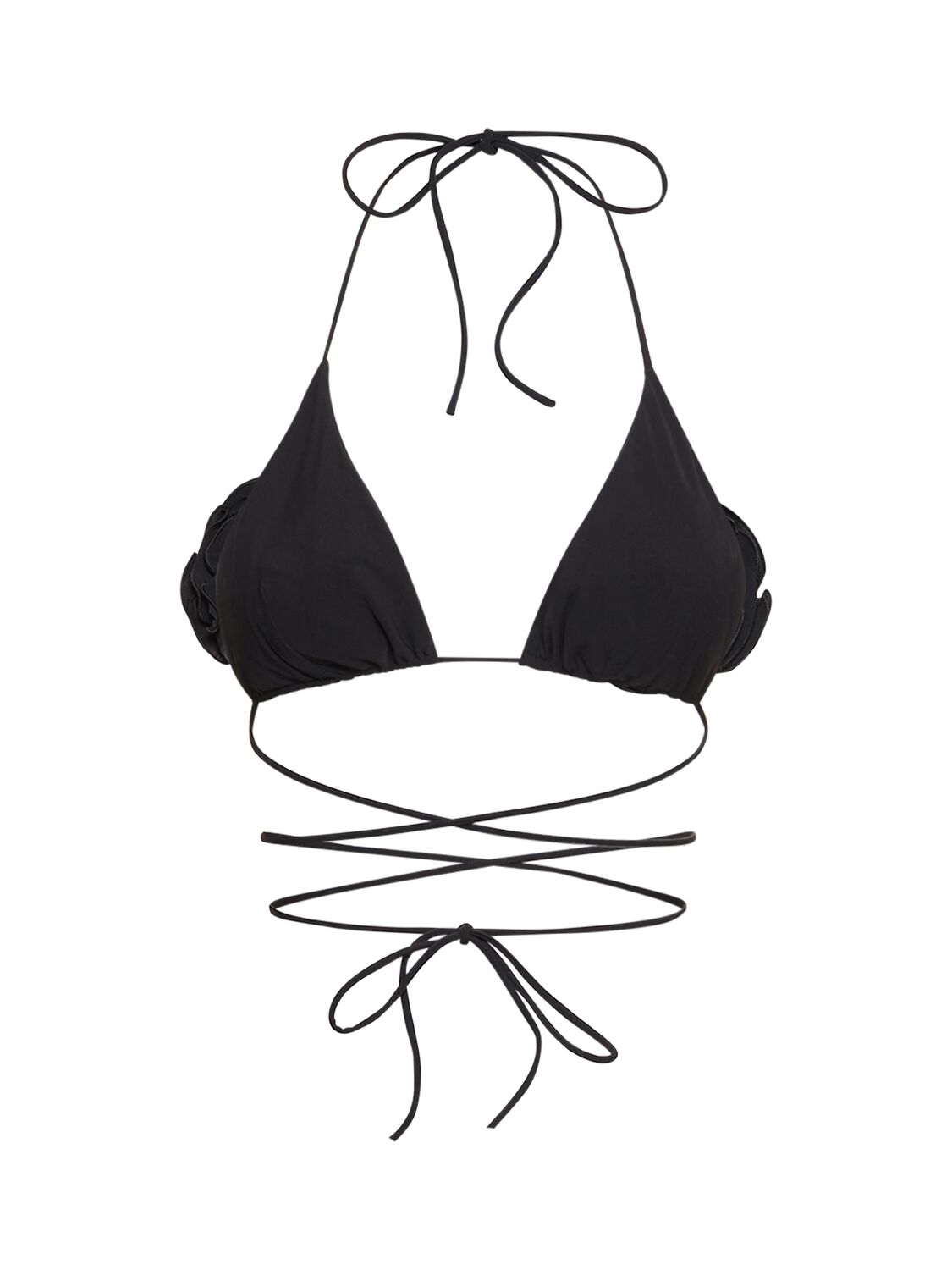 Shop Magda Butrym 3d Flower Tech Triangle Bikini Top In Black