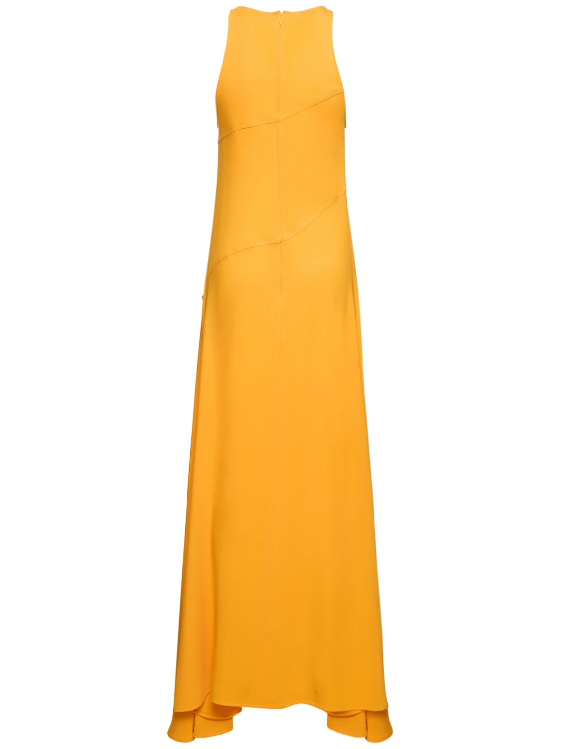 Shop Jil Sander Viscose Blend Cady Flared Long Dress In Orange