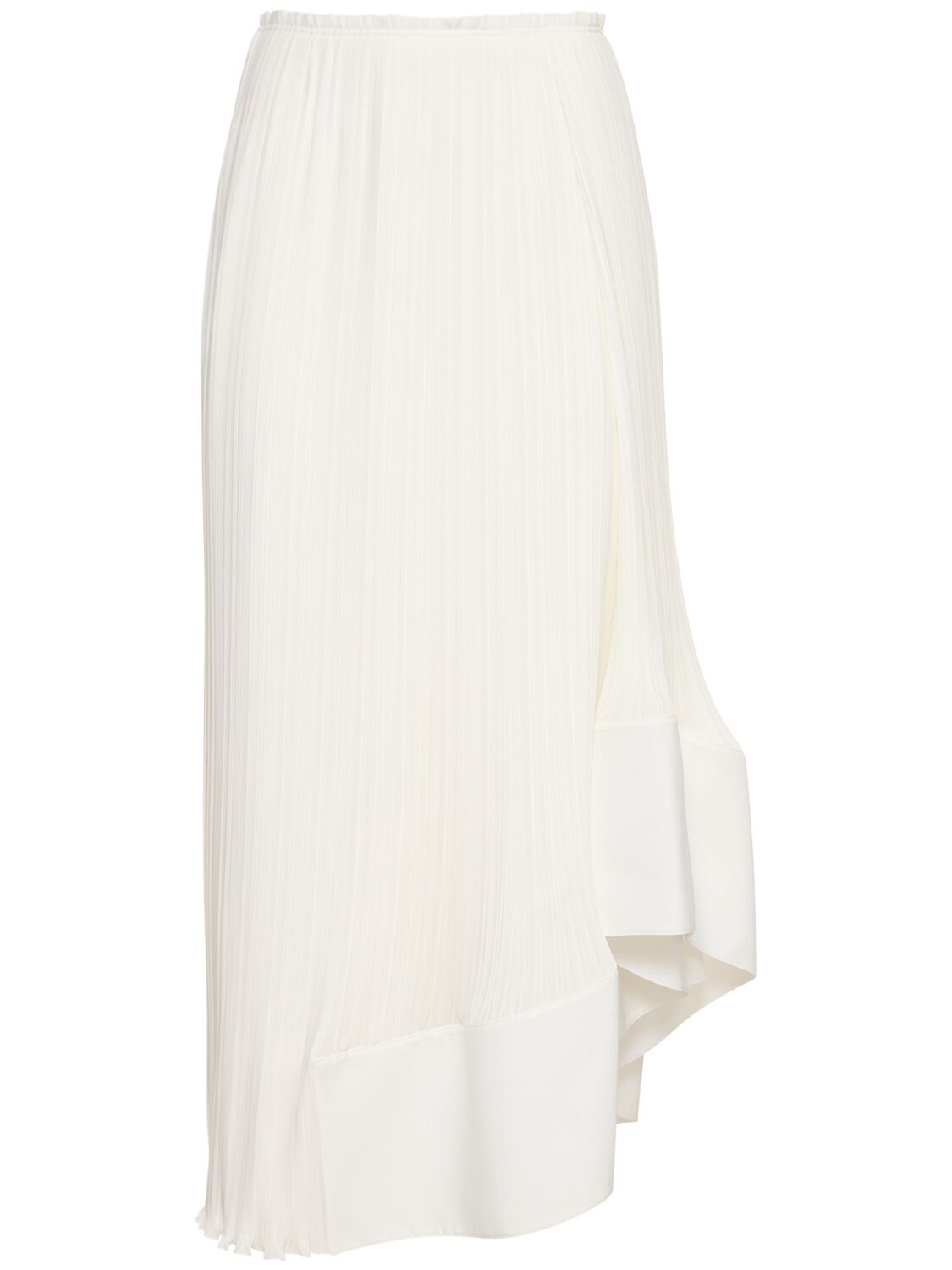 Shop Lanvin Pleated High Waist Midi Skirt In White