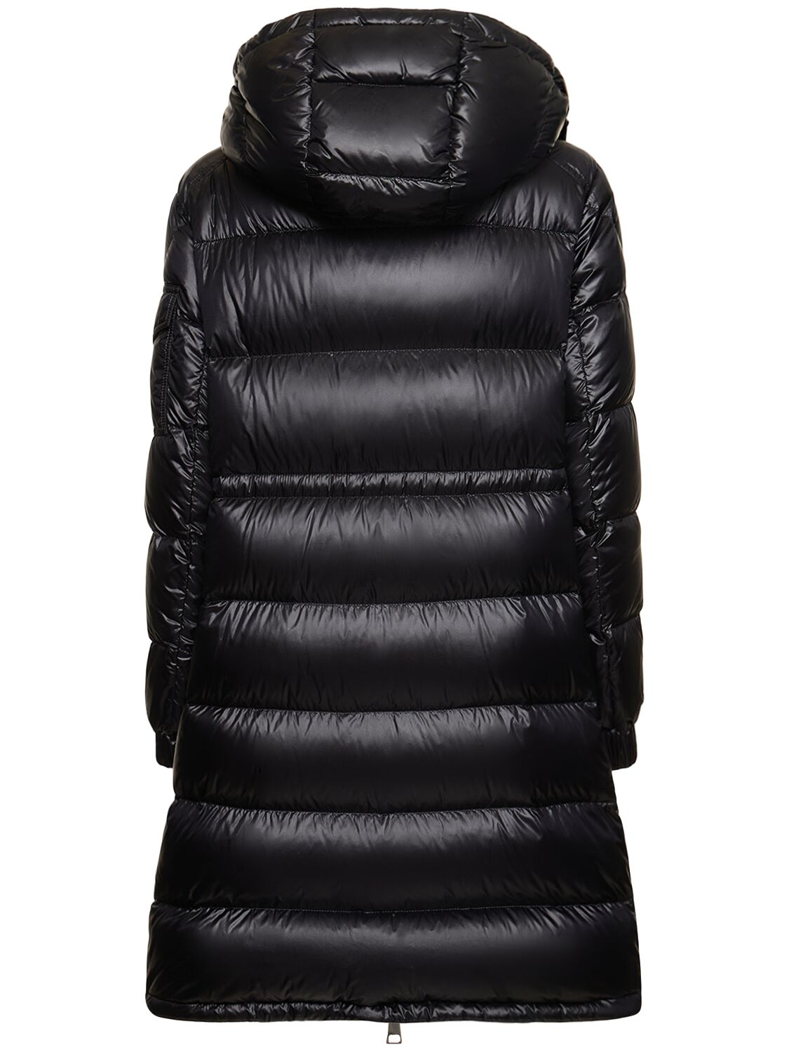 Shop Moncler Meillon Nylon Long Down Jacket In Black