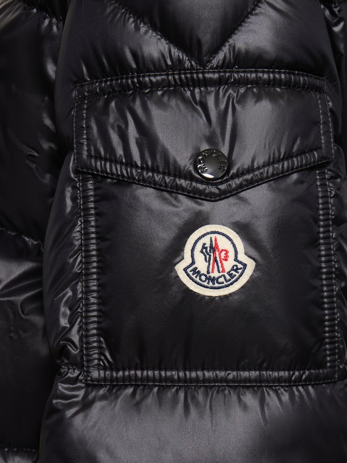 Shop Moncler Meillon Nylon Long Down Jacket In Black