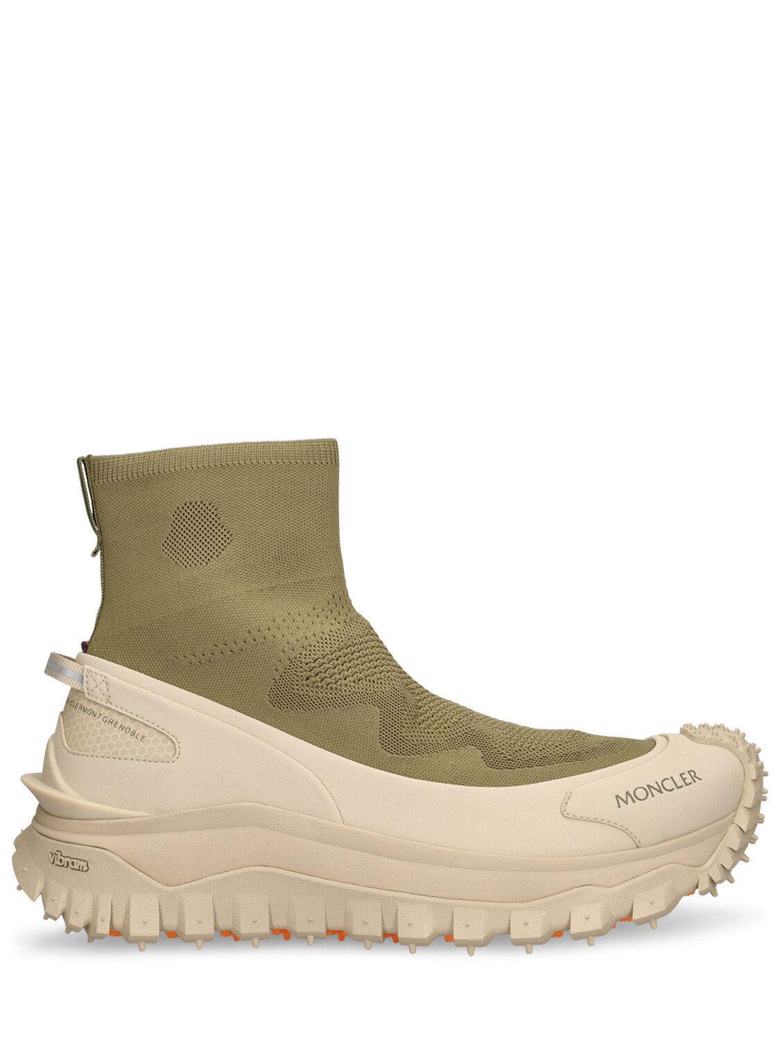 Moncler 45mm Trailgrip Knit Sneakers In Beige,green