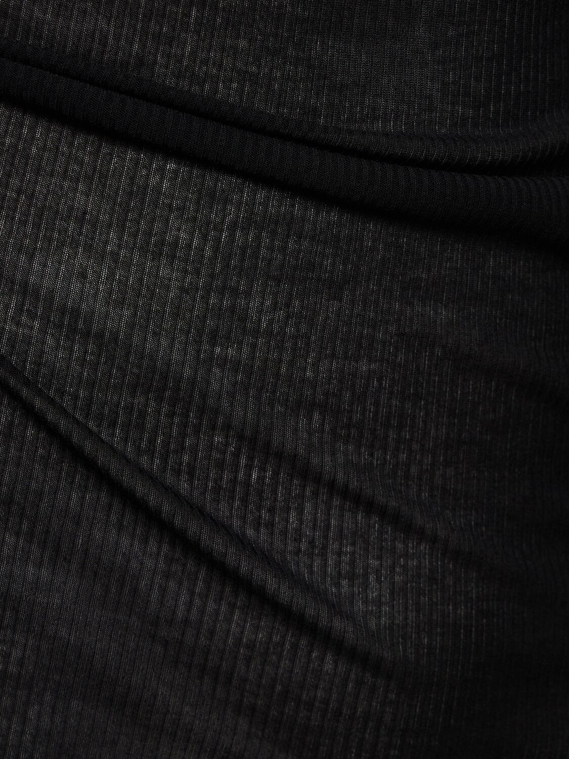 Shop Rick Owens Ribbed Silk Blend Long Sleeve T-shirt In Black
