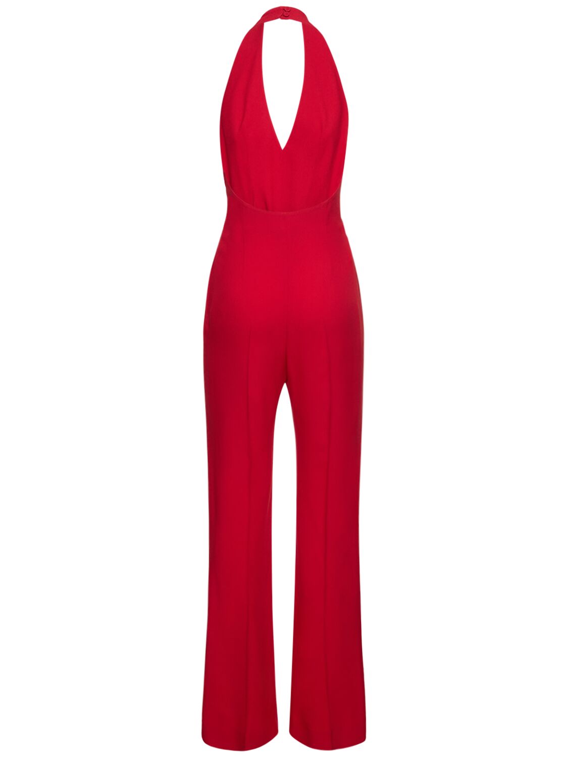 Shop Moschino Viscose Envers Satin Halter Jumpsuit In Red