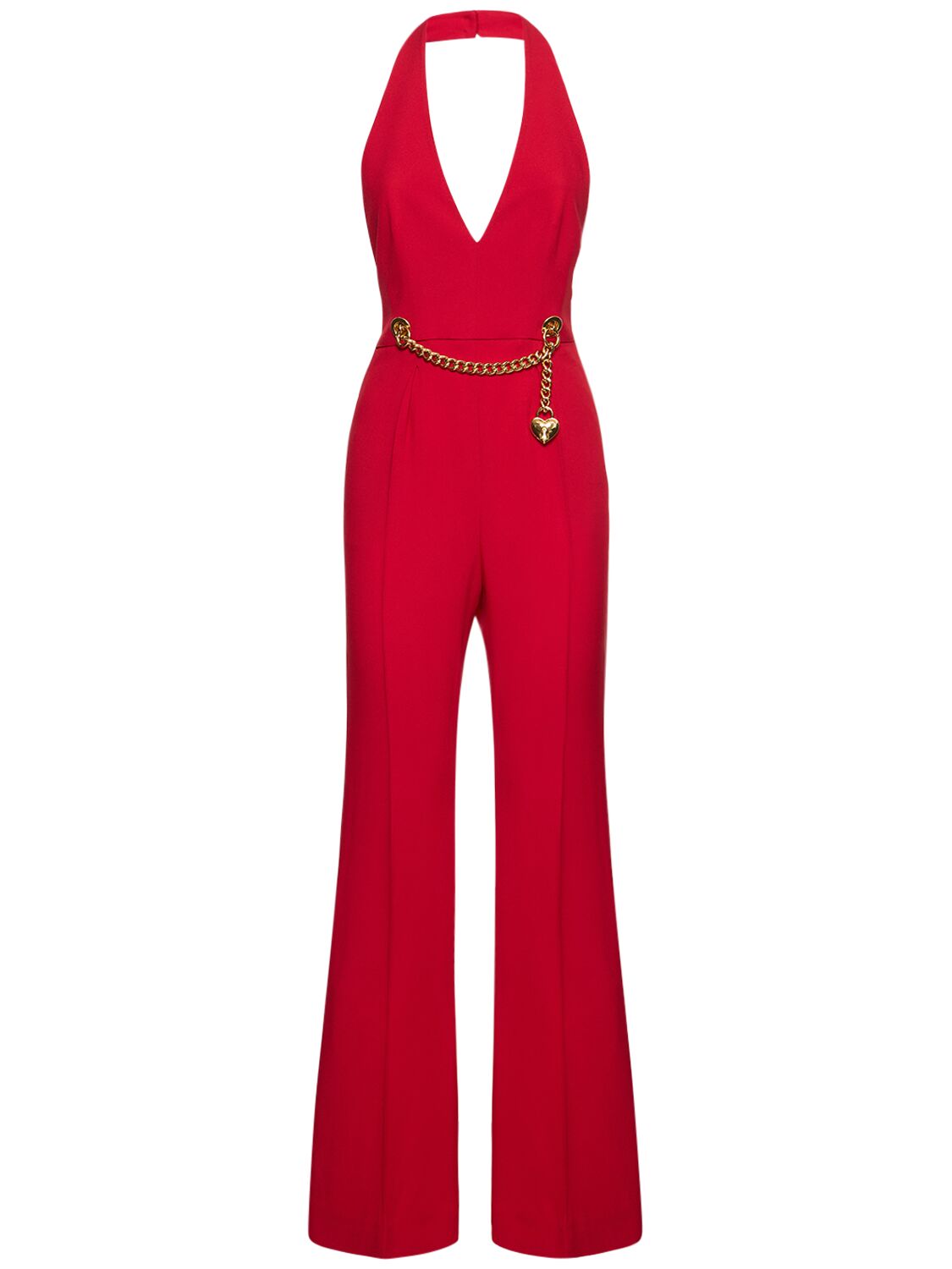 Moschino Viscose Envers Satin Halter Jumpsuit In Red