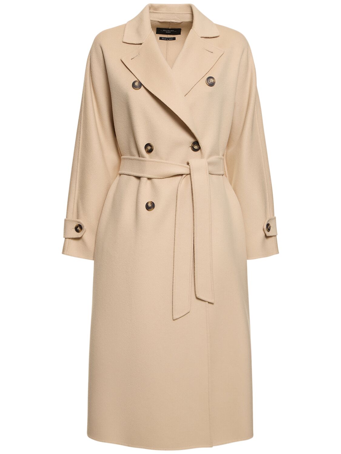 Weekend Max Mara Affetto Long Wool Blend Trench Coat In Light Beige