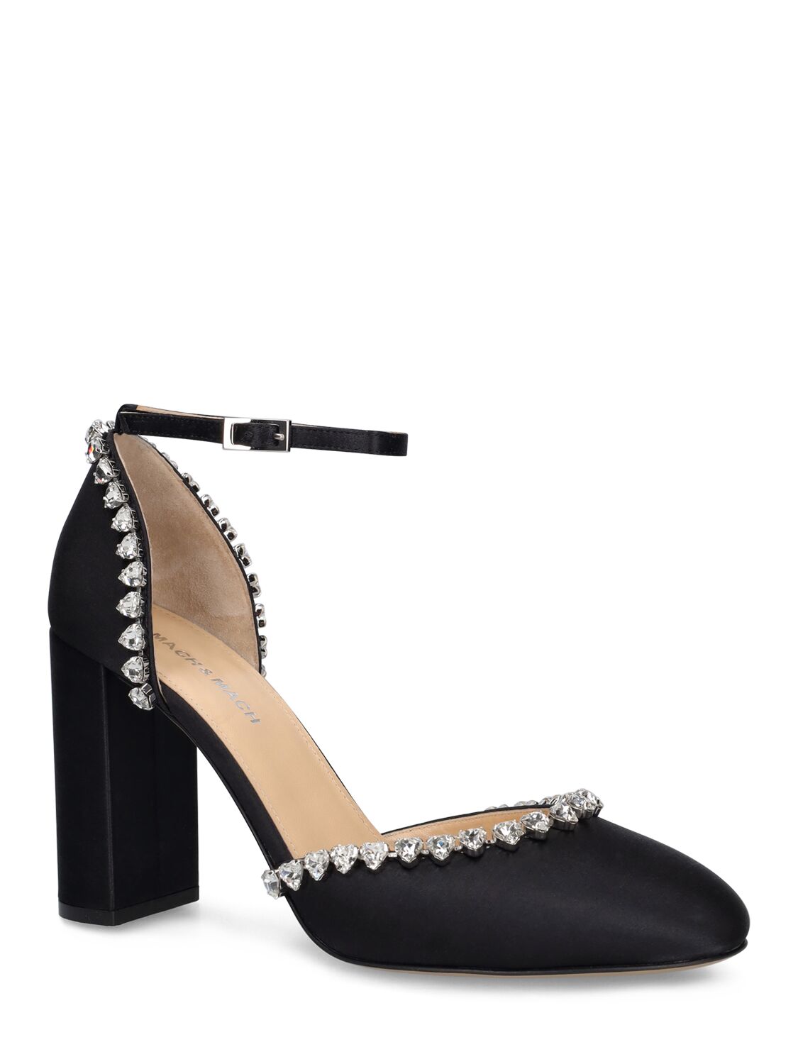 Shop Mach & Mach 95mm Audrey Satin Heels In Black