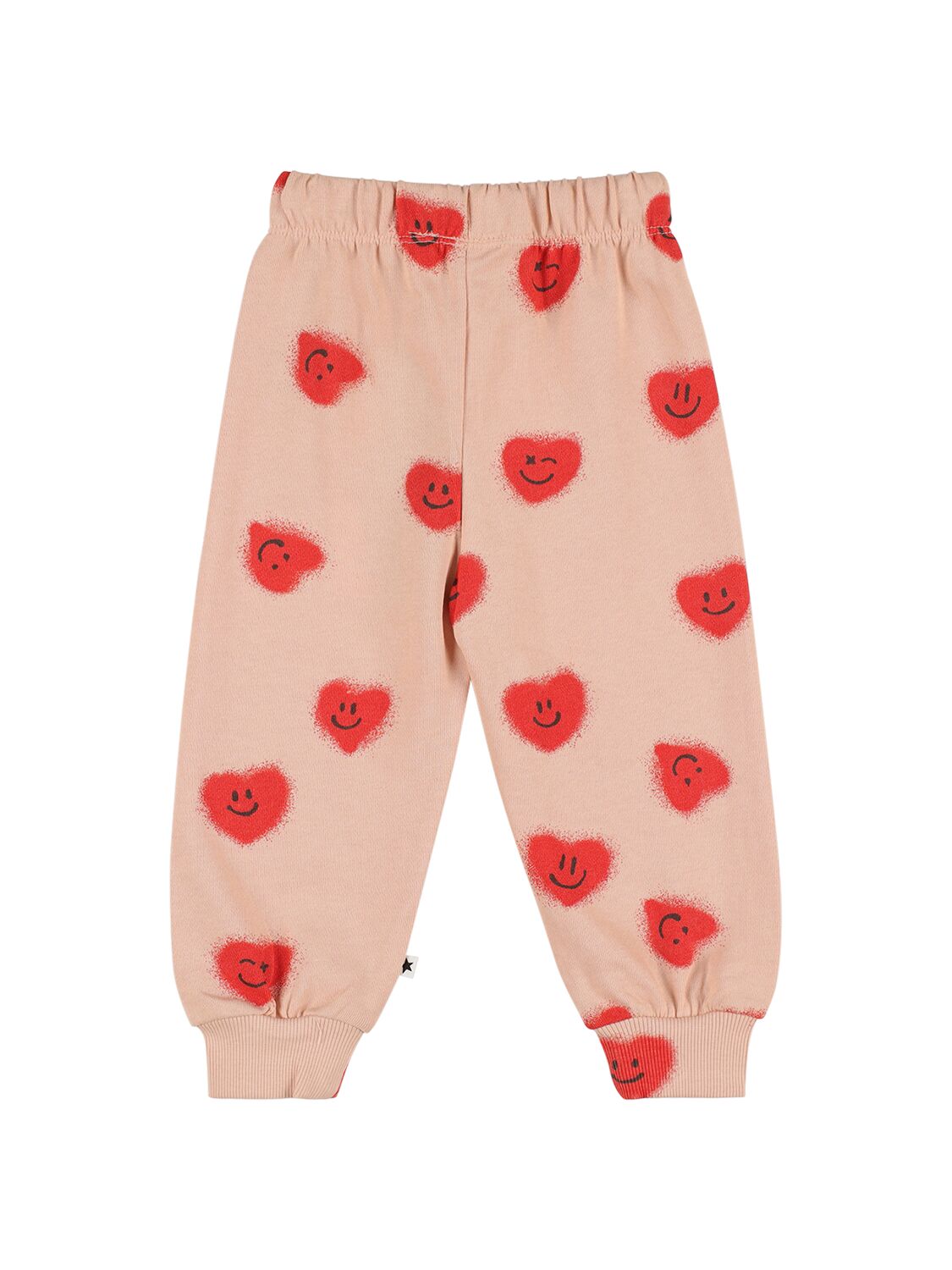 Shop Molo Heart Print Organic Cotton Sweatpants In Pink