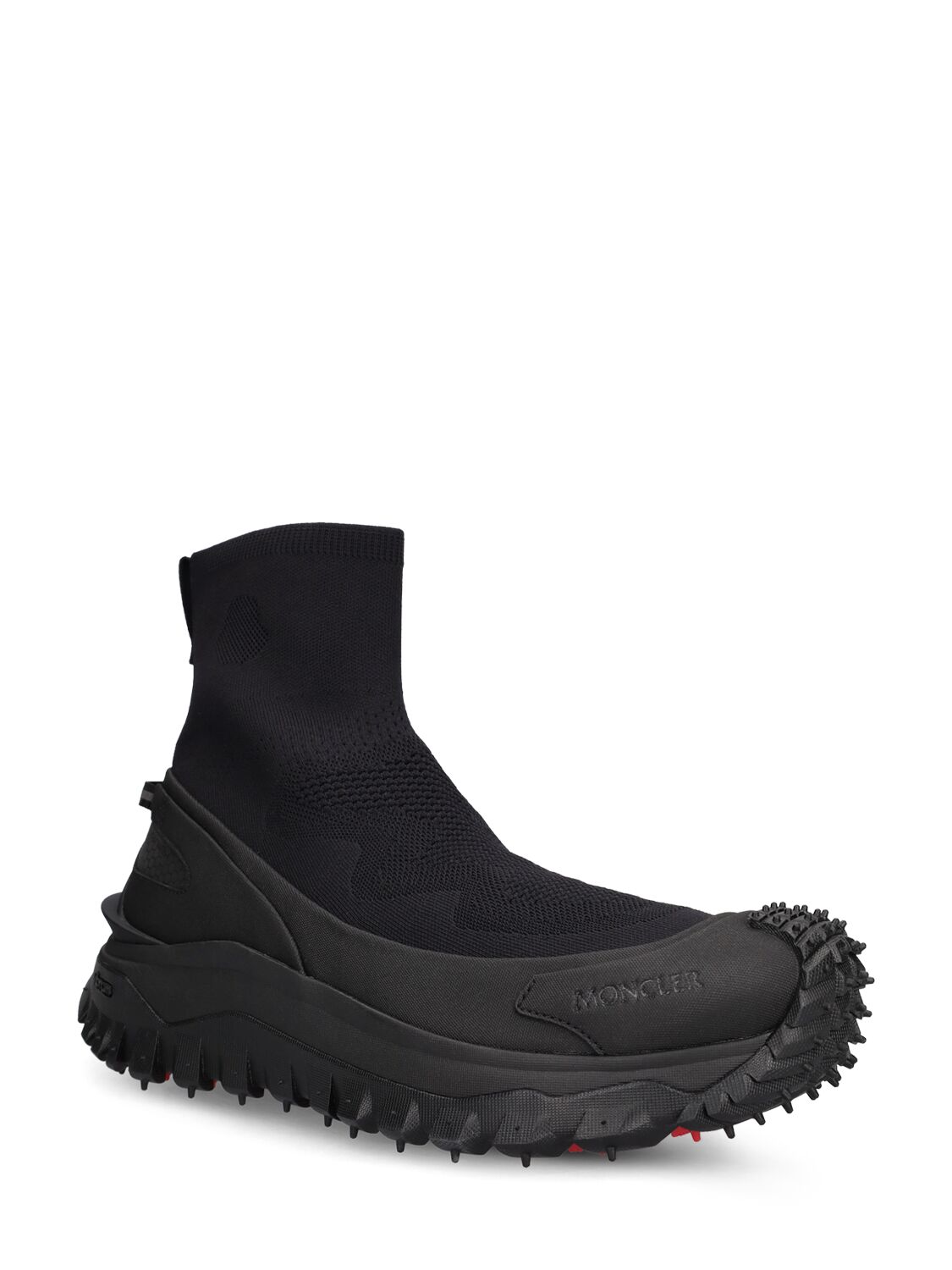 Shop Moncler 45mm Trailgrip Knit Sneakers In Black