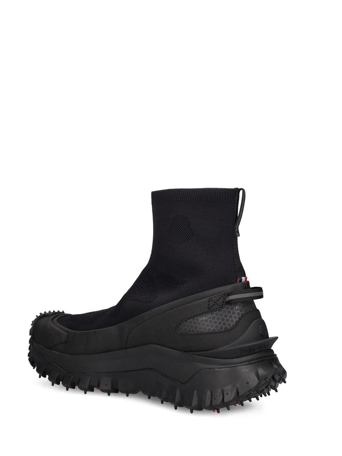 Shop Moncler 45mm Trailgrip Knit Sneakers In Black