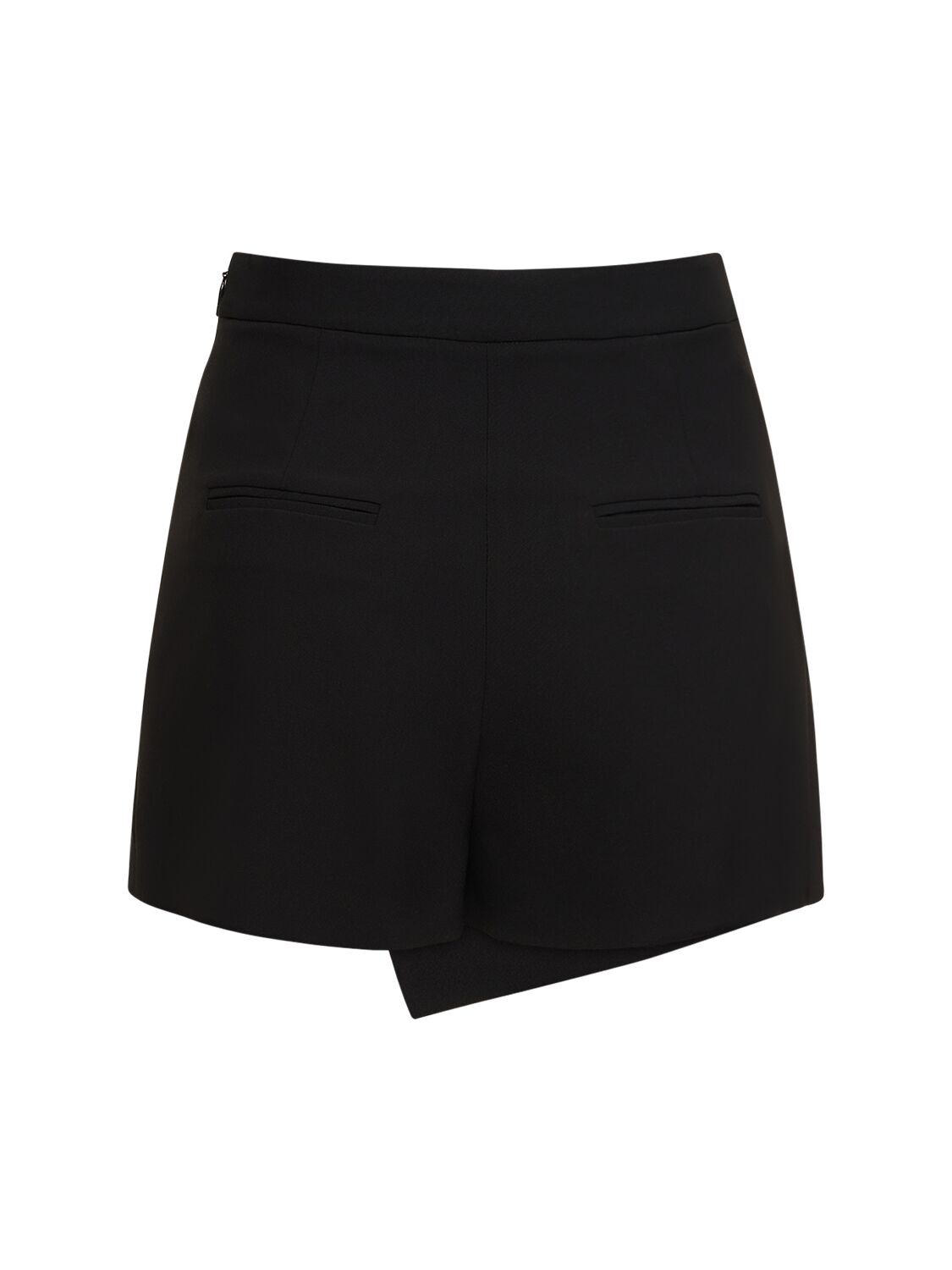 Shop Moschino Stretch Crepe Front Wrap Shorts In Black