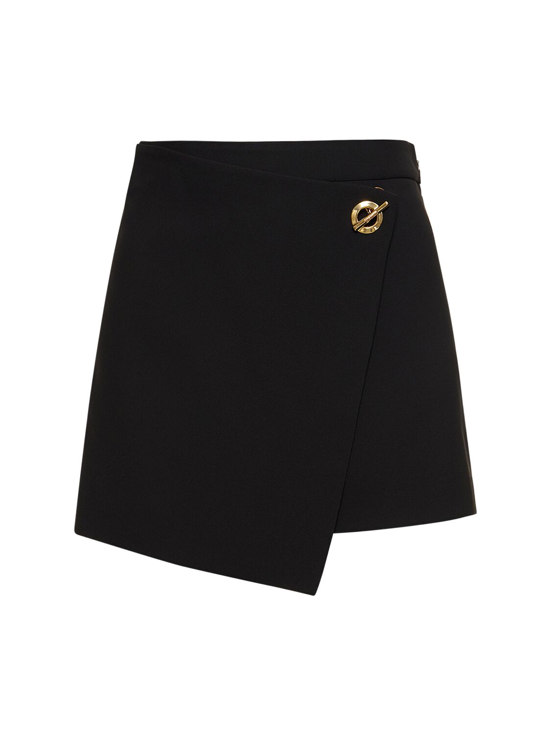 Moschino Stretch Crepe Front Wrap Shorts In Black