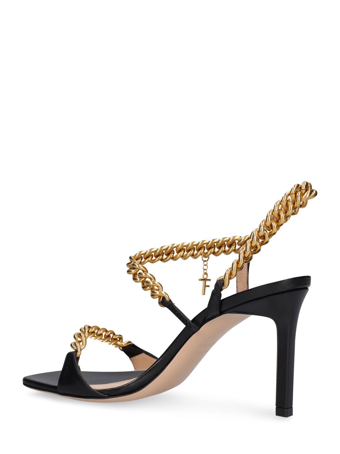 Shop Tom Ford 85mm Zenith Leather & Chain Sandals In Black