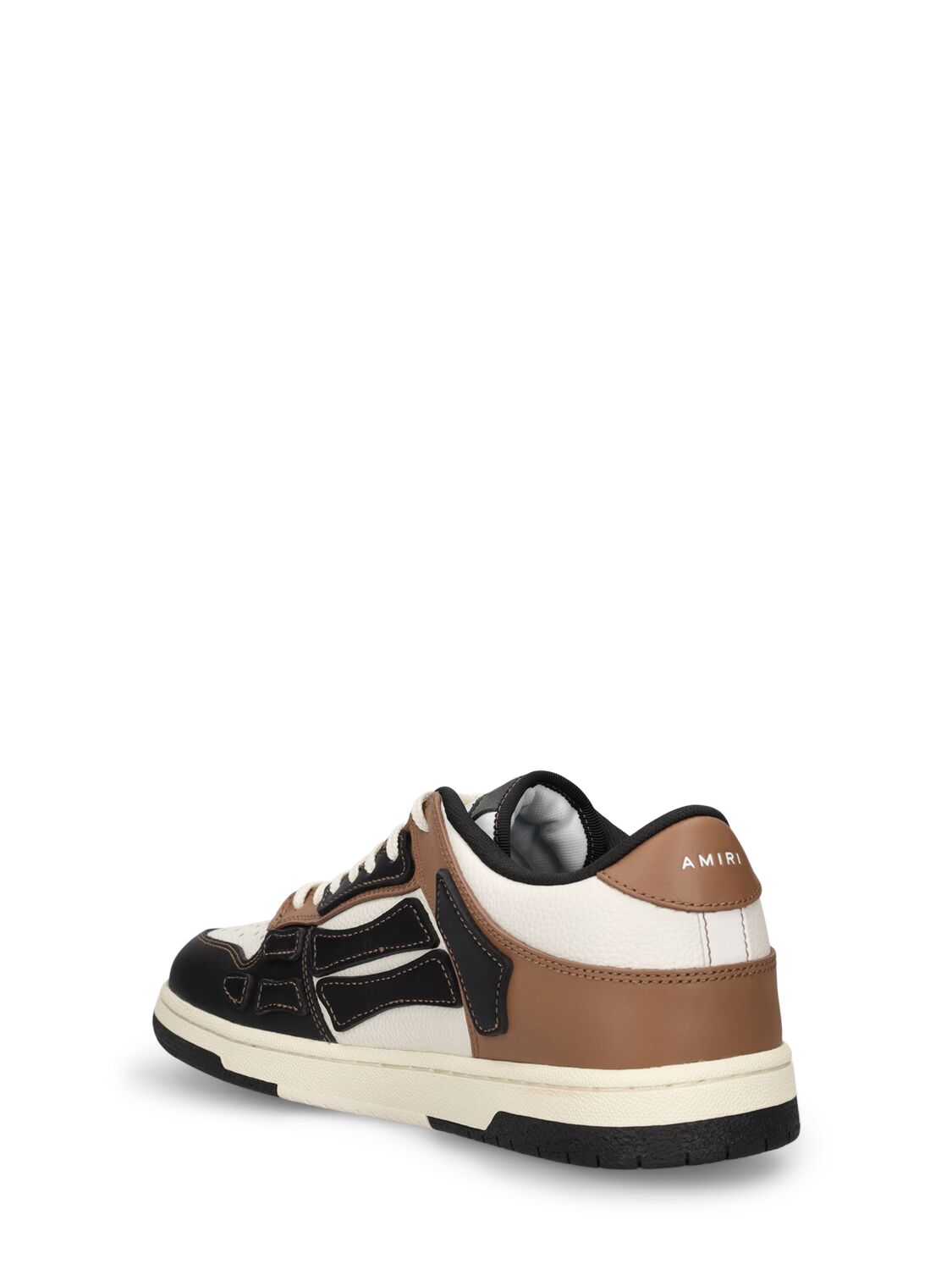 Shop Amiri Skel Top Leather Low Top Sneakers In Black,brown