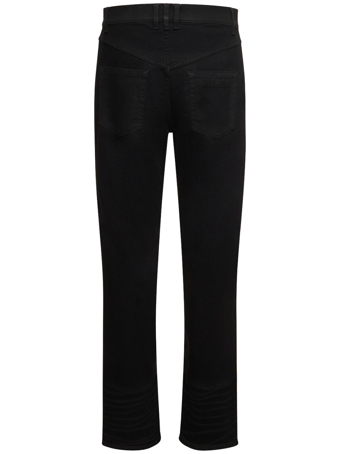 Shop Balmain Regular Cotton Denim Pants In Black