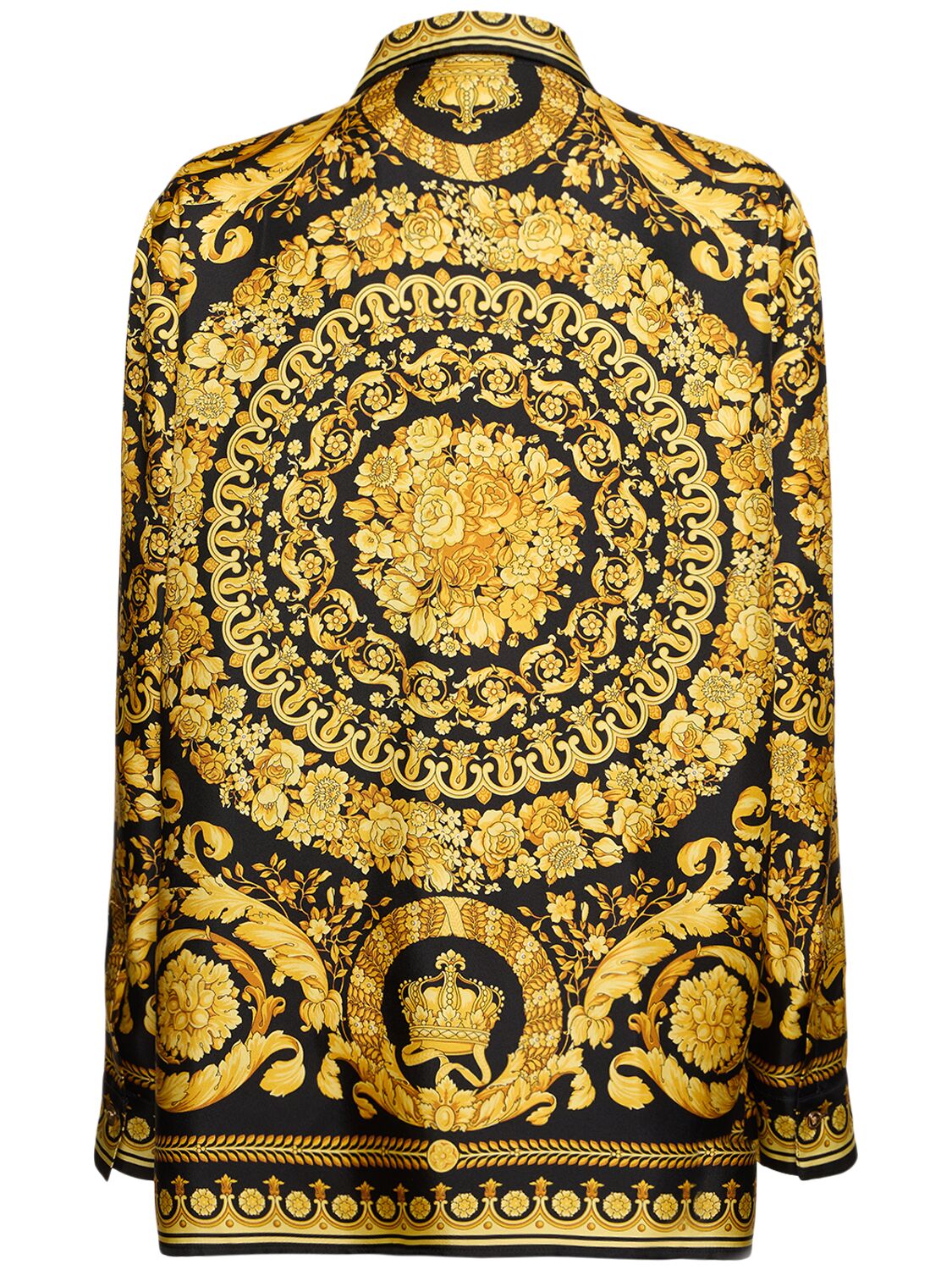 Shop Versace Baroque Printed Silk Twill Shirt In Black,gold