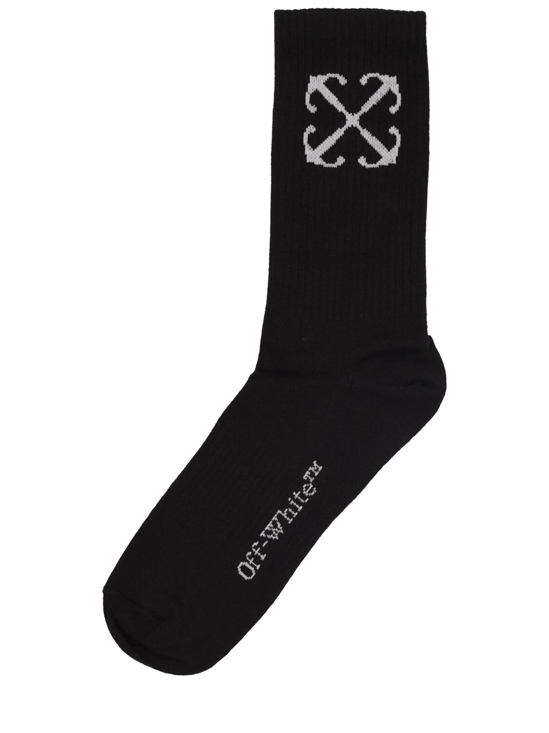 Shop Off-white Arrow Cotton Blend Socks In Black