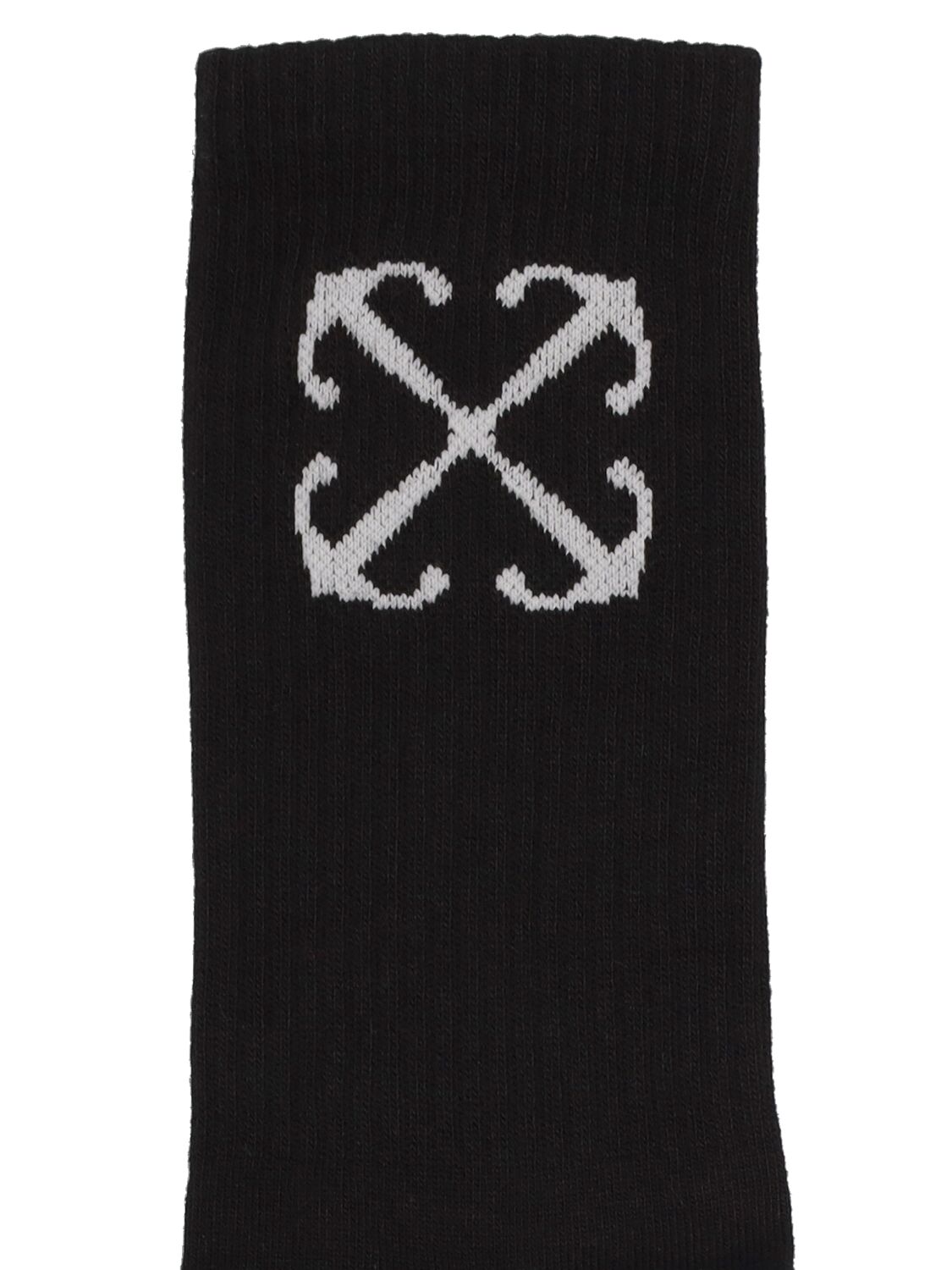 Shop Off-white Arrow Cotton Blend Socks In Black