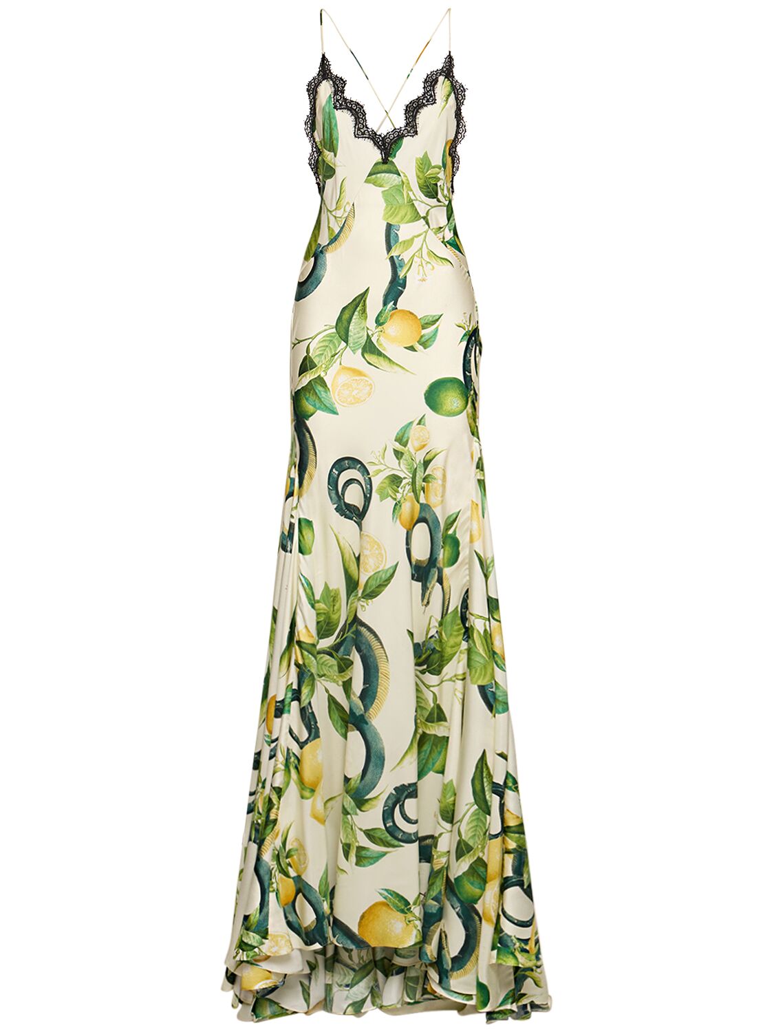 Image of Printed Silk Twill Crisscross Maxi Dress