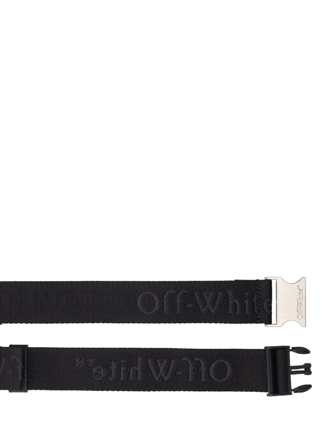 Shop Off-white 3.5cm Tuc Long Viscose Blend Tape Belt In Black