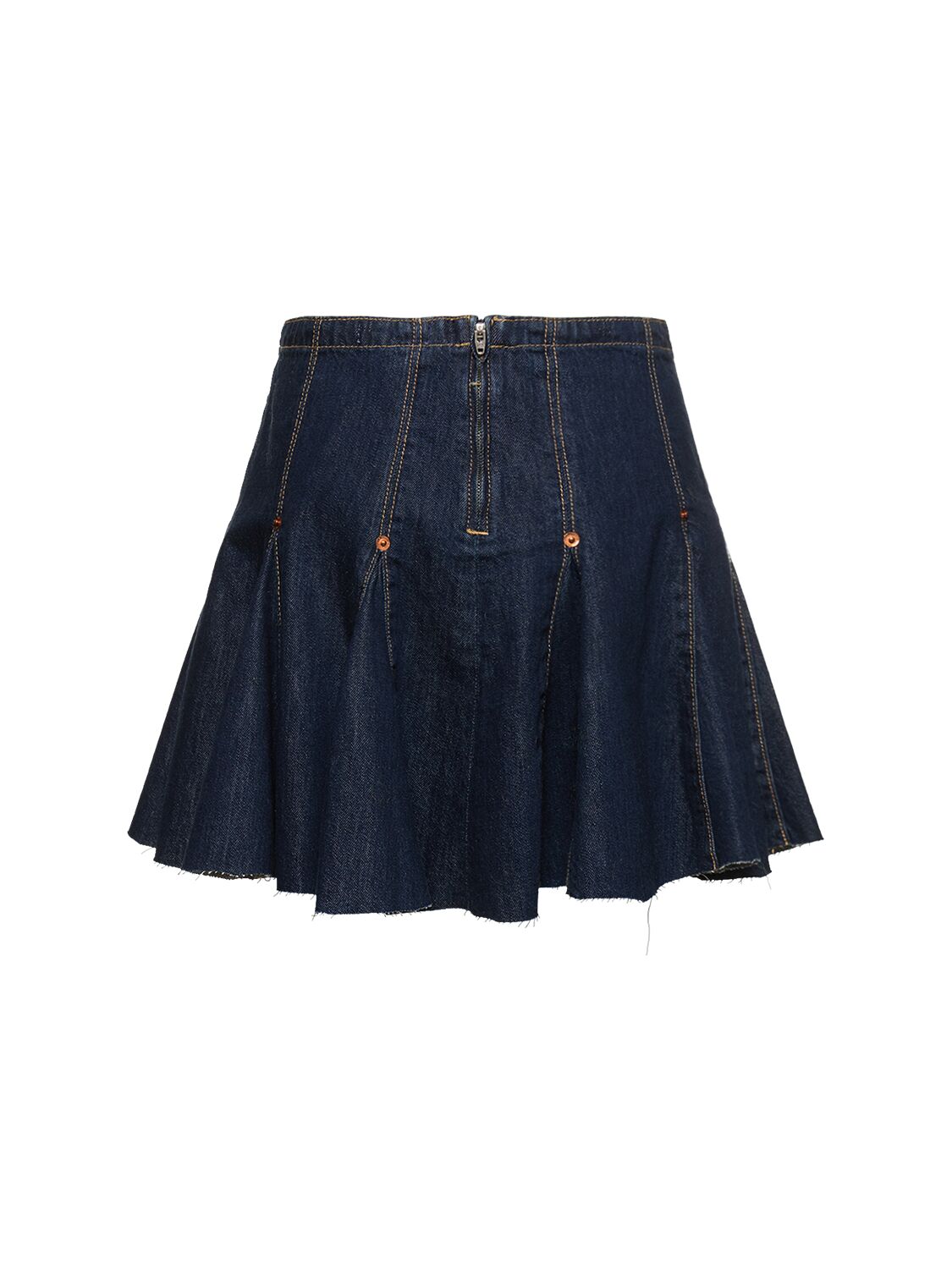 Shop Re/done Pleated Denim Cotton Blend Mini Skirt In Blue