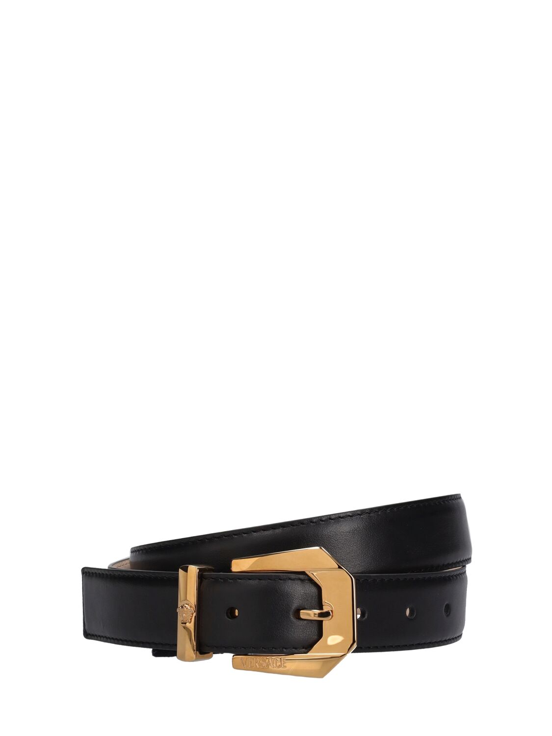 Versace 30mm Leather Belt In Black