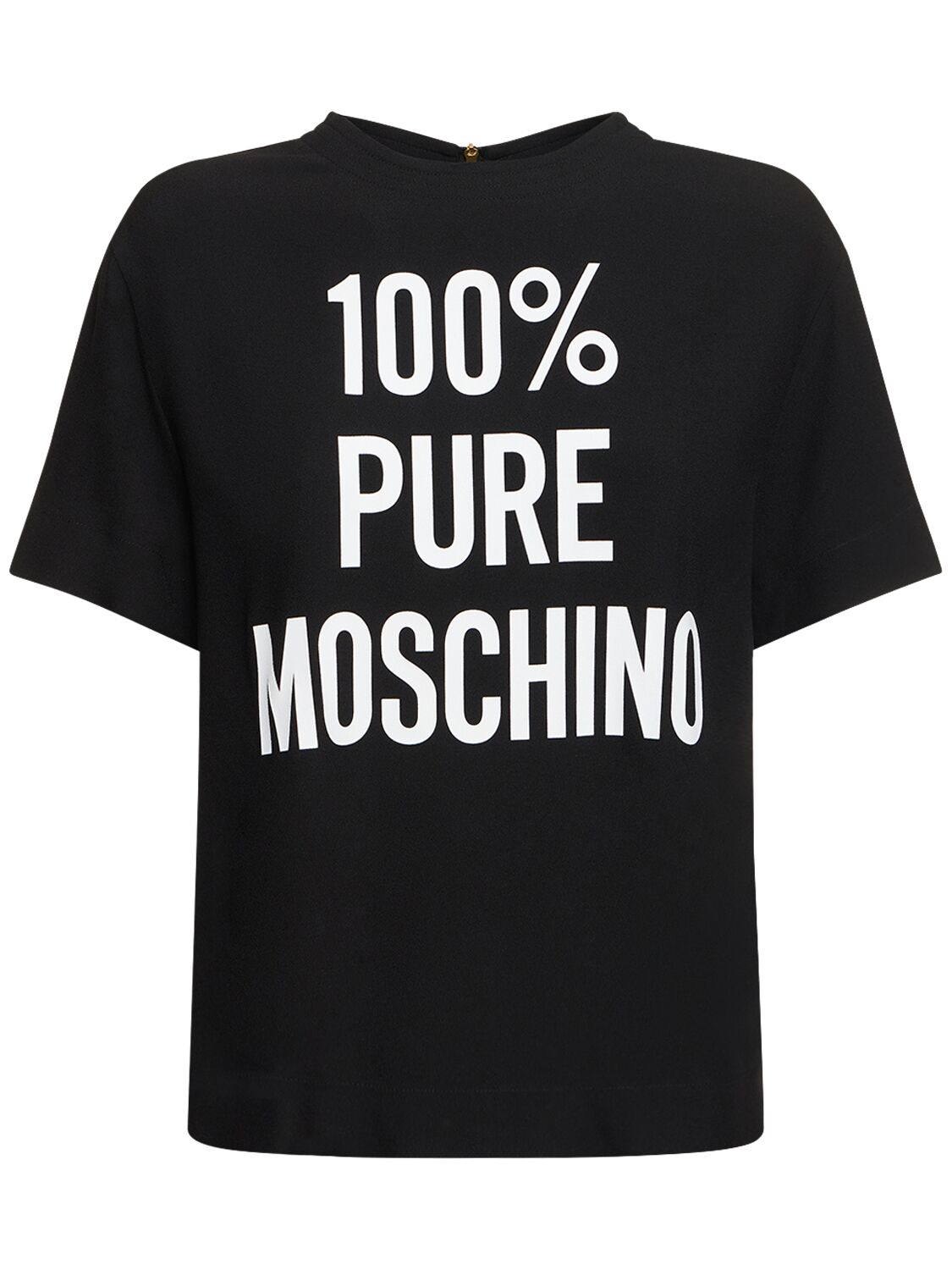 Moschino Viscose Envers Satin Logo T-shirt In Black