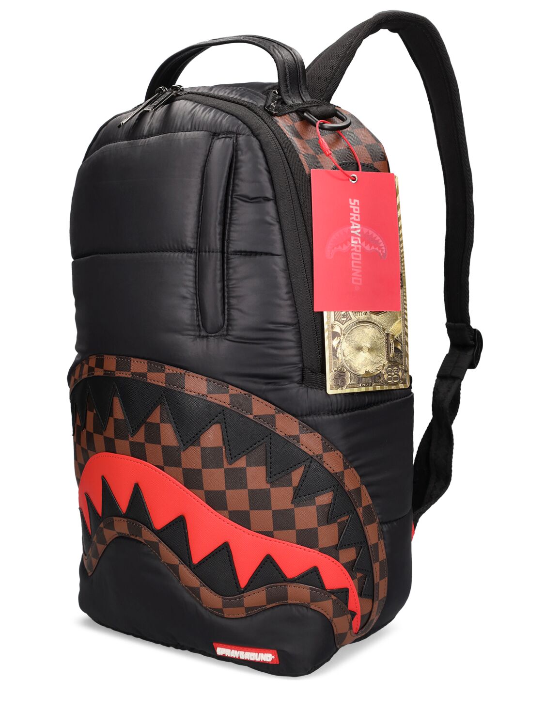 Shop Sprayground Printed Nylon Puffer Backpack In Black
