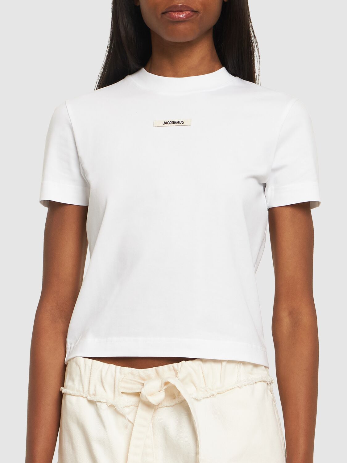 Shop Jacquemus Le T-shirt Gros Grain Cotton T-shirt In White