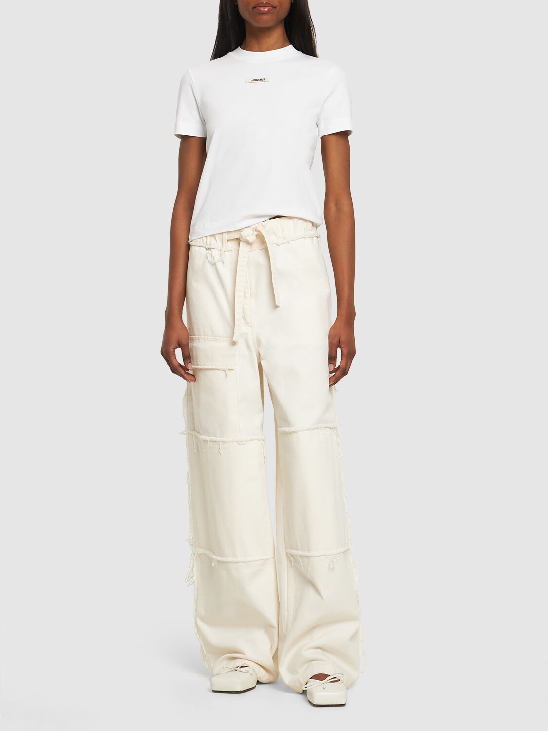 Shop Jacquemus Le T-shirt Gros Grain Cotton T-shirt In White