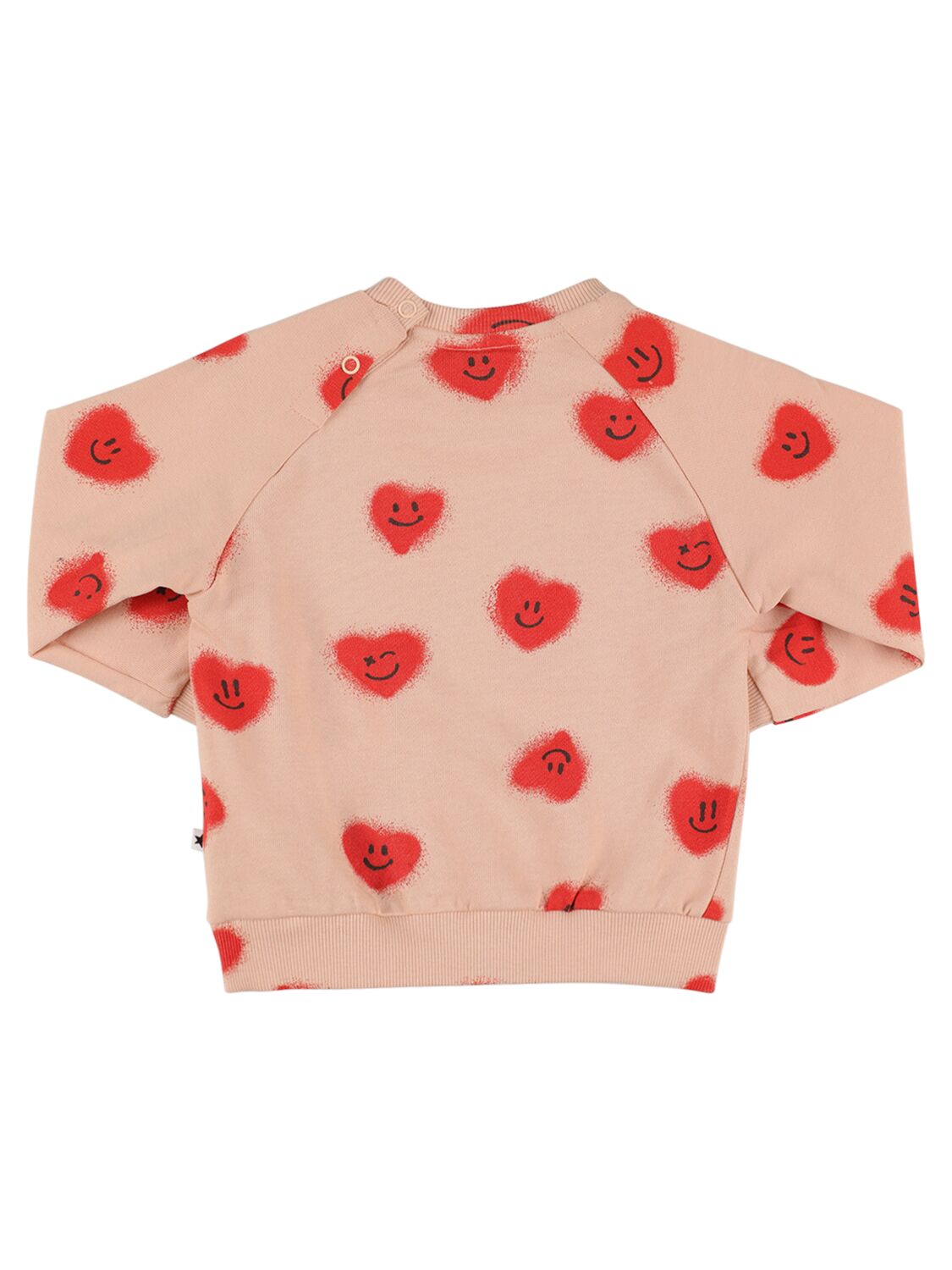 Shop Molo Heart Print Organic Cotton Sweatshirt In Pink
