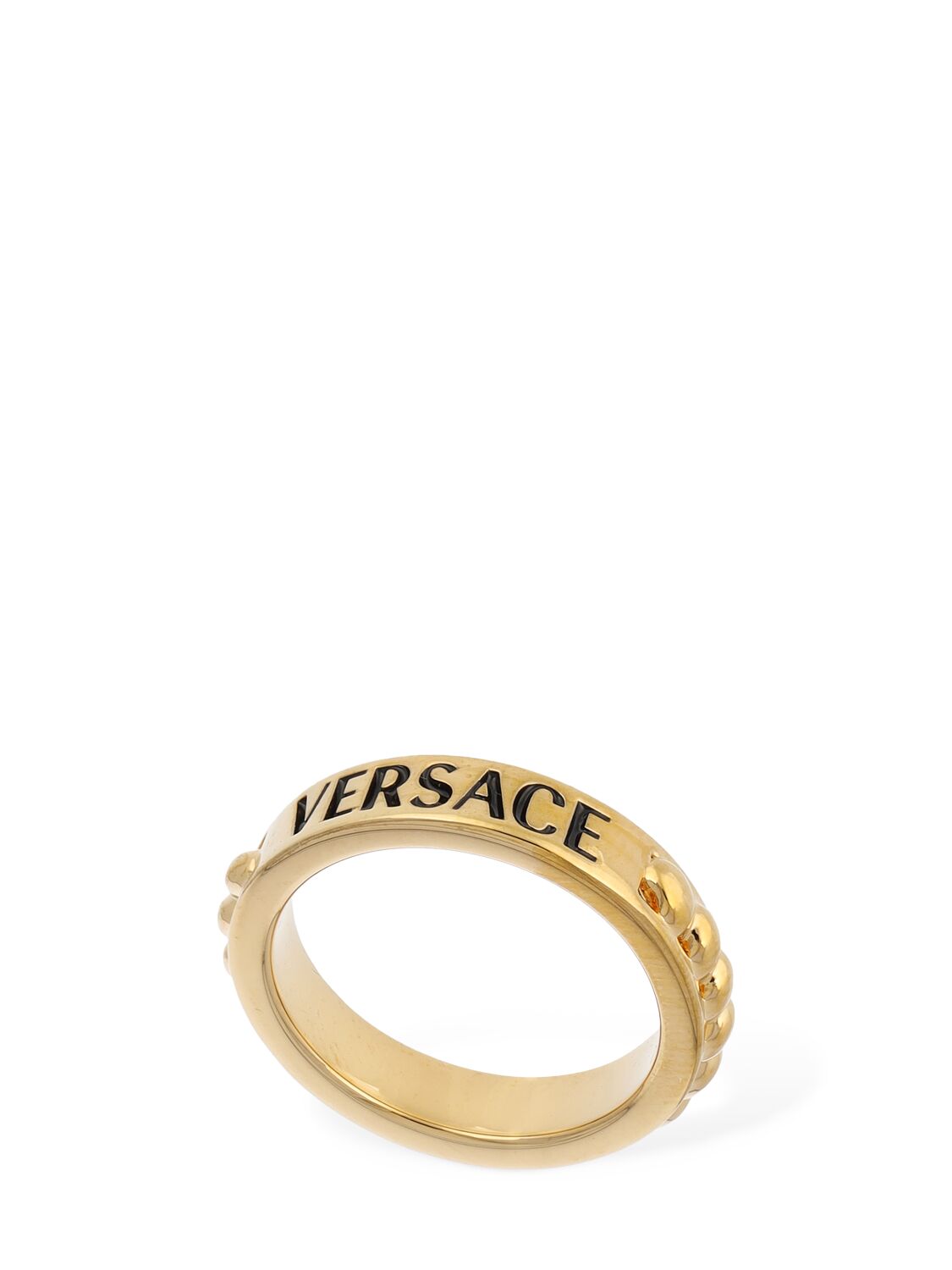 Versace Metal Logo Ring In Gold