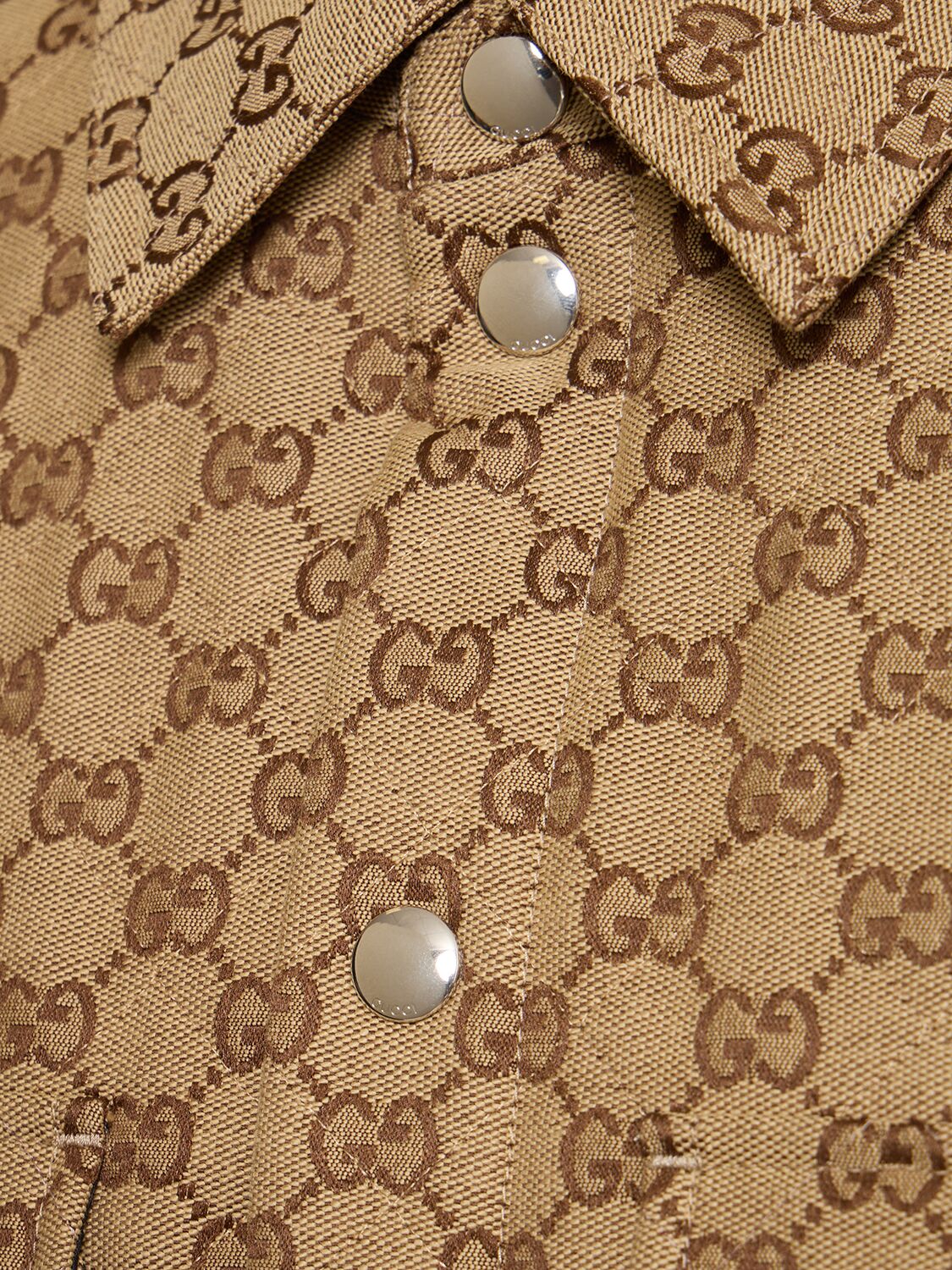 Shop Gucci Gg Canvas Cotton Blend Shirt In Camel,ebony