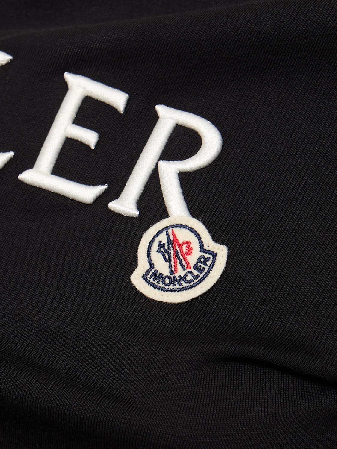Shop Moncler Embroidered Organic Cotton Logo T-shirt In Black