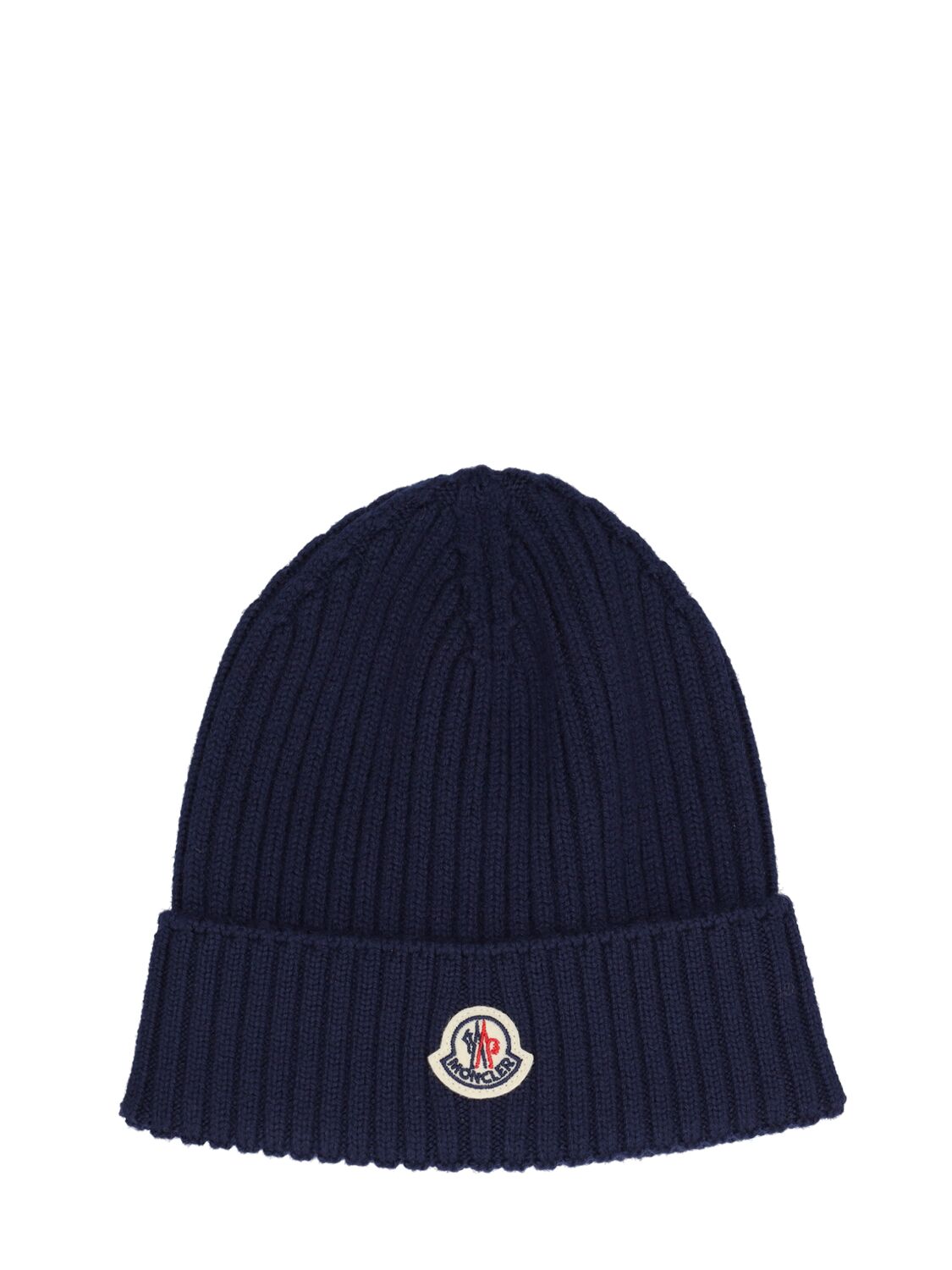 Moncler Babies' Logo Extrafine Wool Beanie In Blue