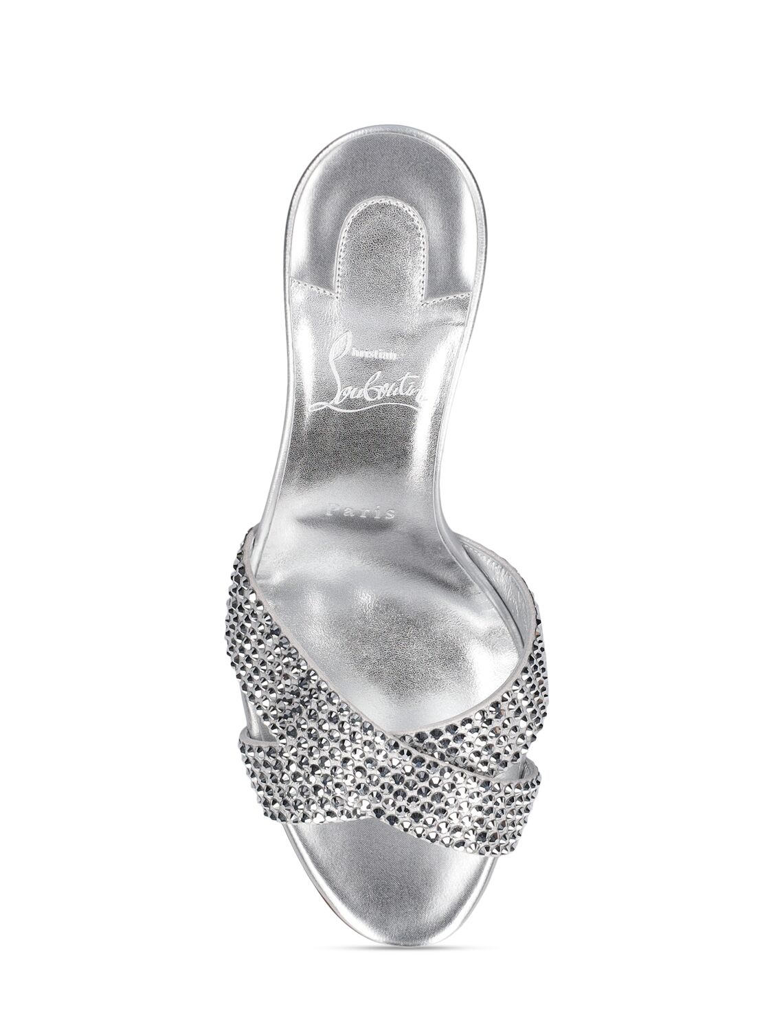 Christian Louboutin Mariza Is Back Strass Red Sole Crisscross Sandals In Silver