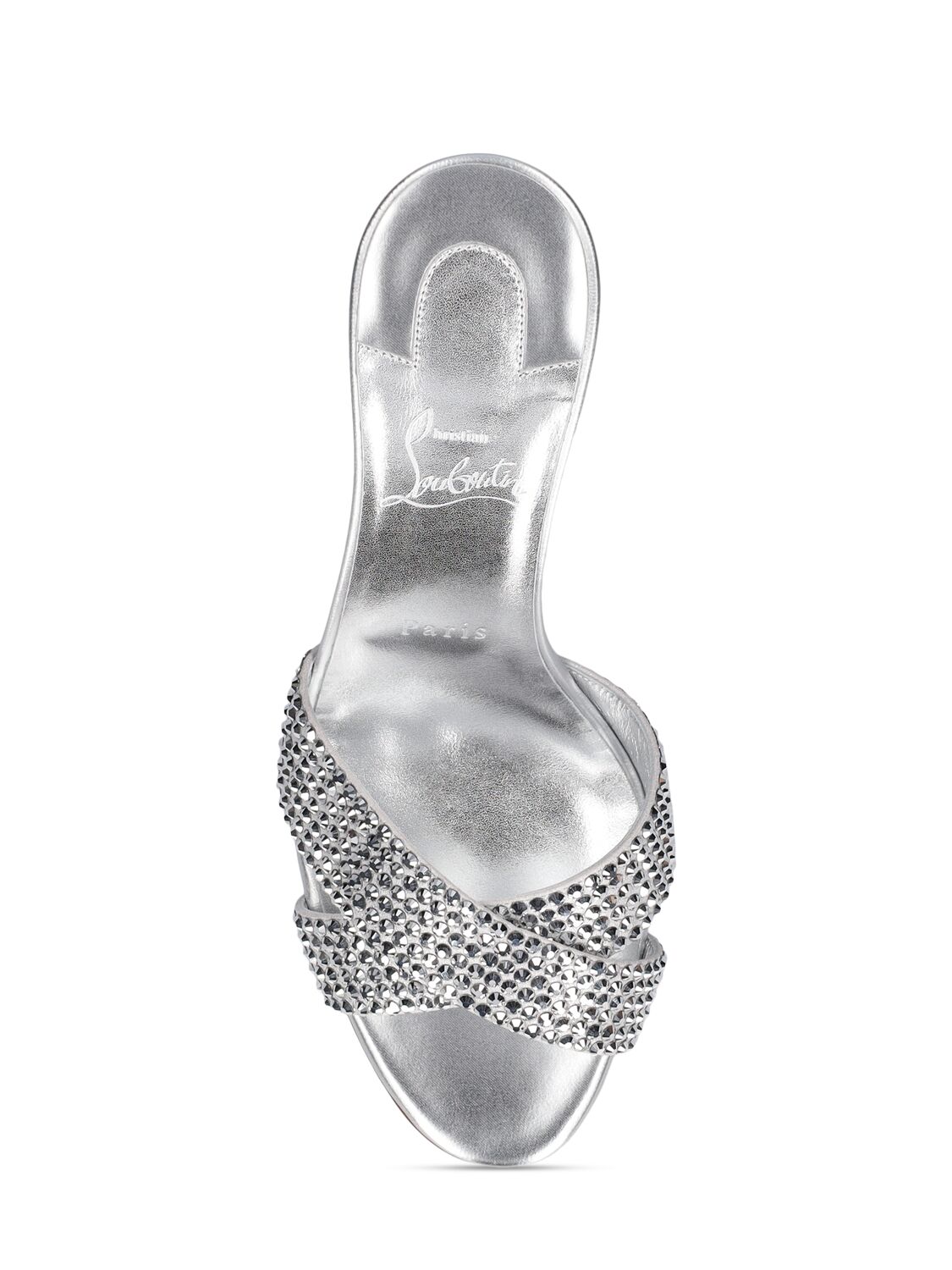 Shop Christian Louboutin 85mm Mariza Laminated Leather Mules In Silver