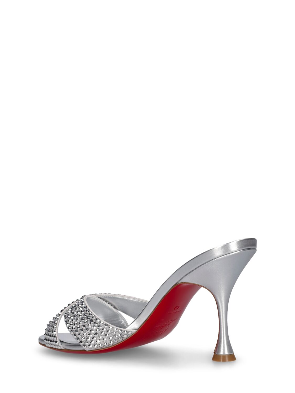 Christian Louboutin Mariza Is Back Strass Red Sole Crisscross Sandals In Silver