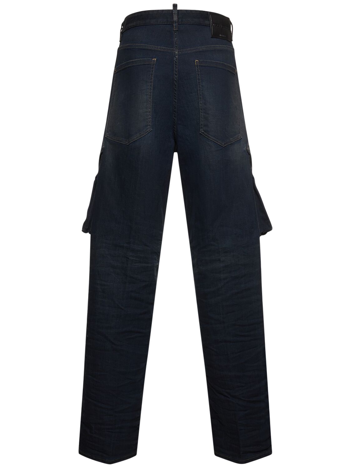 Shop Dsquared2 Eros Wide Denim Cargo Jeans In Dark Blue