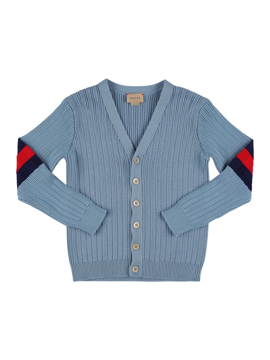 Gucci Kids' Cotton Cardigan In Blue,red